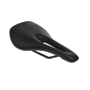 An Ergon SR Pro Women road saddle is shown in a black rubberized top with a central cutout