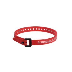 A Red Voile Strap 20" Nylon Buckle is shown with White branding & a black buckle